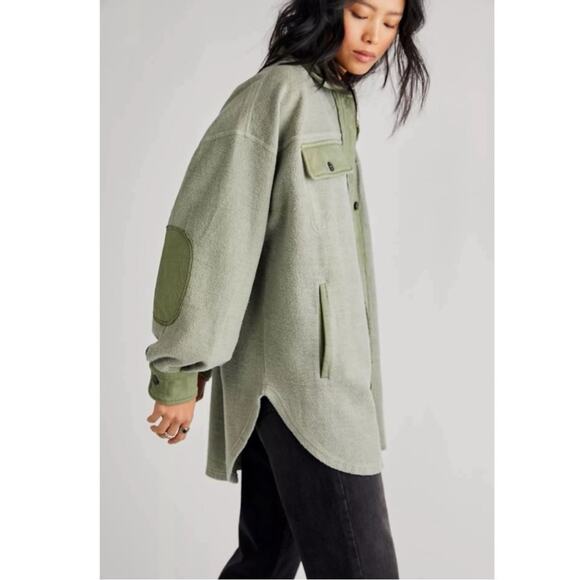 Free People Oversized Ruby Jacket in Jaded Shacket Grunge 90s Distressed Small - Picture 5 of 12